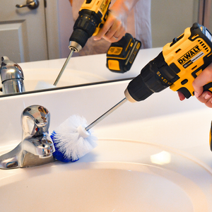 RotoScrub Bathroom Cleaning Scrub Pads + Drill Powered Scrub Brush - Drill Accessory Combo Kit